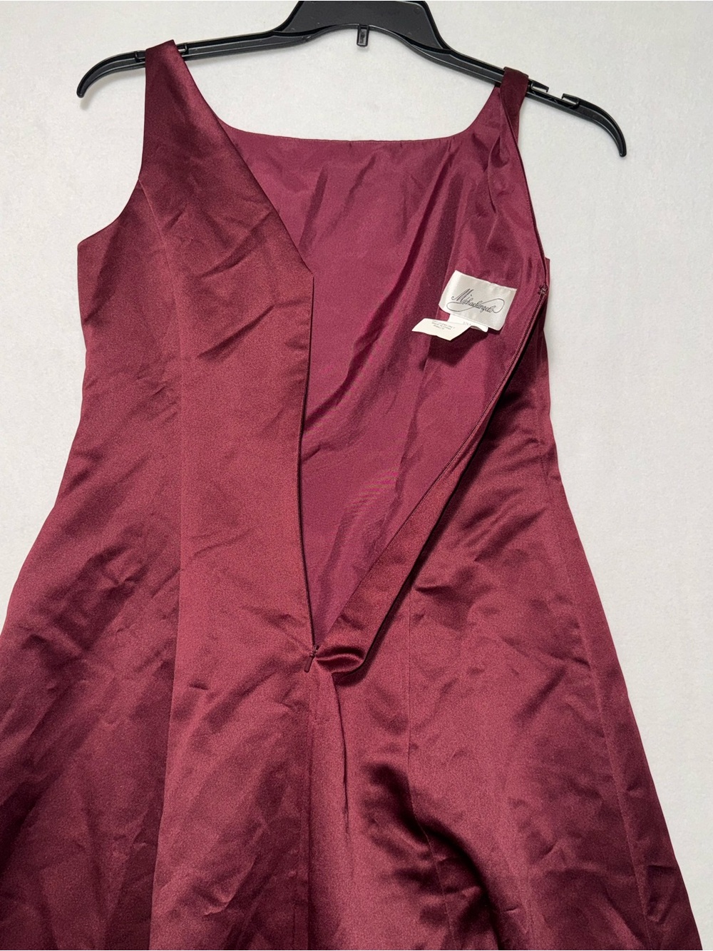 Y2K Michaelangelo Vintage Burgundy Satin A-line Formal Gown Maxi Dress Women Sz8 - Picture 7 of 11